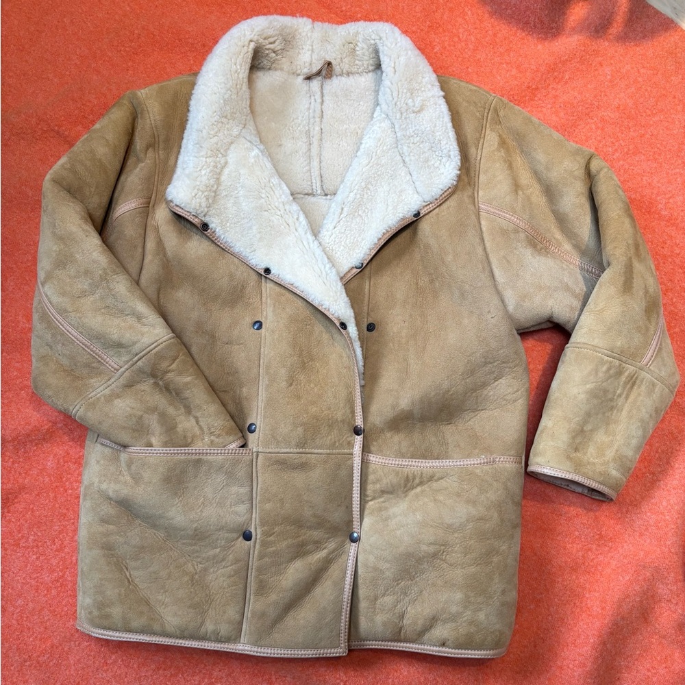 Classic Shearling-Lined Tan Suede Jacket